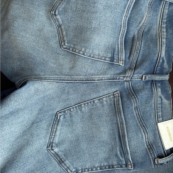 Express Blue Skinny Jeans with Knee Distressing - Picture 6 of 13